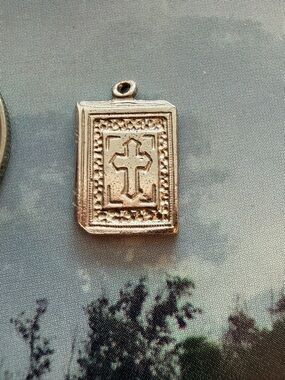 Small Bible with a Cross  Pendant or charm in Sterling Silver